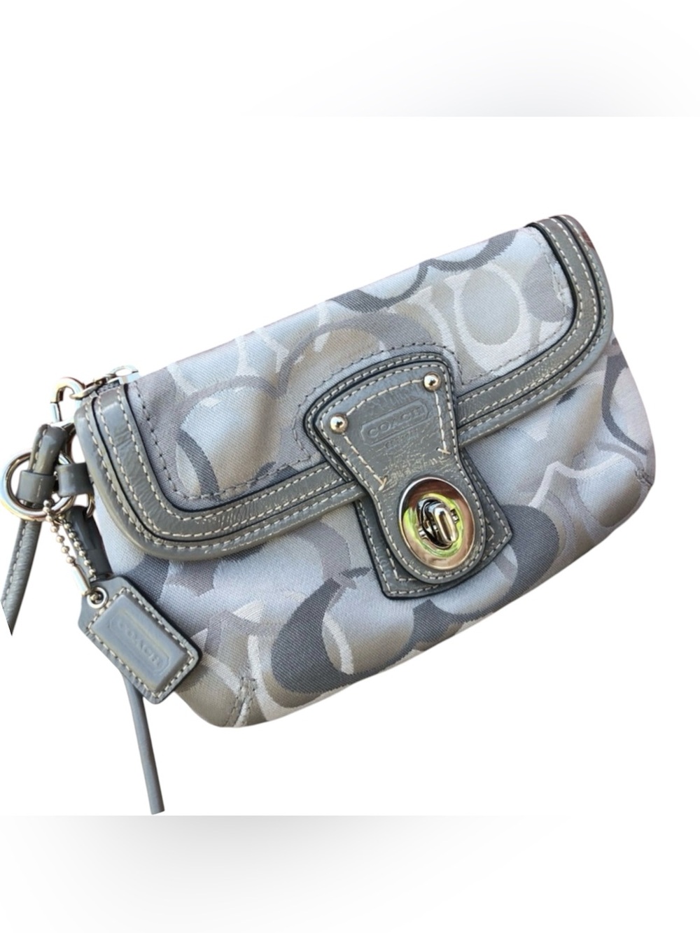 Beautiful Silver Coach wristlet LN